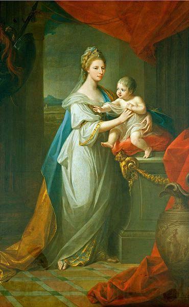 Angelica Kauffmann Portrait of Augusta of Hanover with her first born son Karl Georg of Brunswick Germany oil painting art